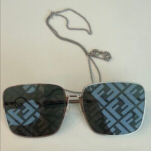 Fendi Black and Silver Square Sunglasses
